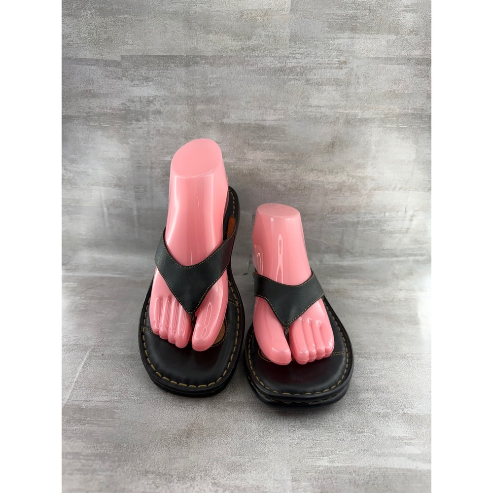 Born Women W3157 Black Leather Flip Flop Thong Sandals Size US 8 EU 39